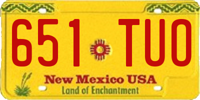 NM license plate 651TUO