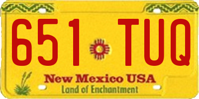 NM license plate 651TUQ