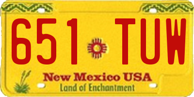 NM license plate 651TUW