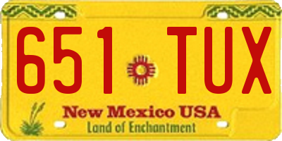 NM license plate 651TUX