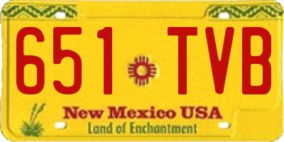 NM license plate 651TVB