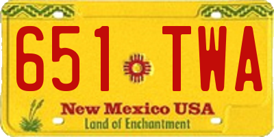 NM license plate 651TWA