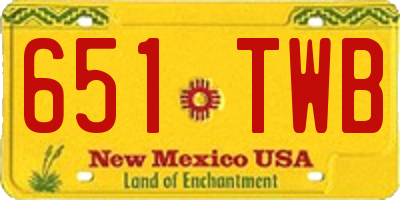 NM license plate 651TWB
