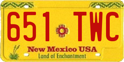 NM license plate 651TWC