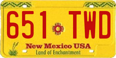 NM license plate 651TWD