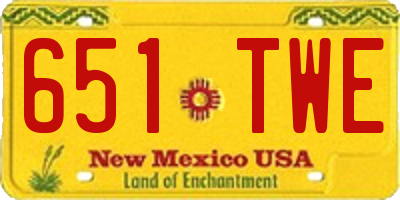 NM license plate 651TWE