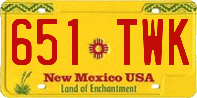 NM license plate 651TWK