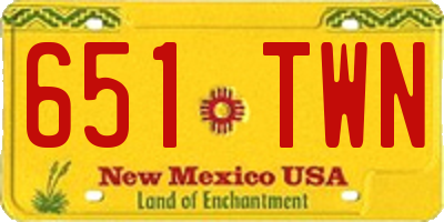 NM license plate 651TWN