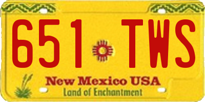 NM license plate 651TWS
