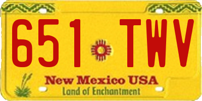 NM license plate 651TWV