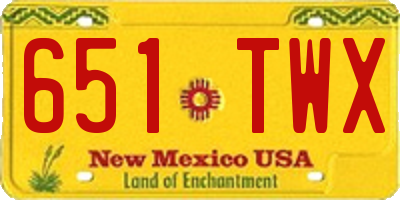 NM license plate 651TWX