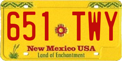NM license plate 651TWY