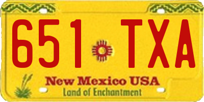 NM license plate 651TXA