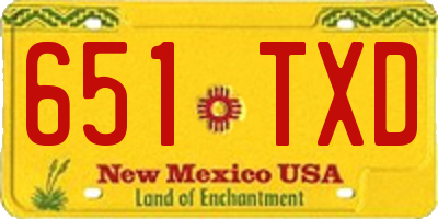 NM license plate 651TXD