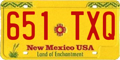 NM license plate 651TXQ