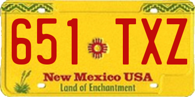 NM license plate 651TXZ