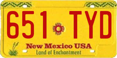 NM license plate 651TYD