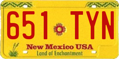 NM license plate 651TYN
