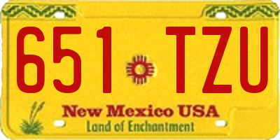 NM license plate 651TZU