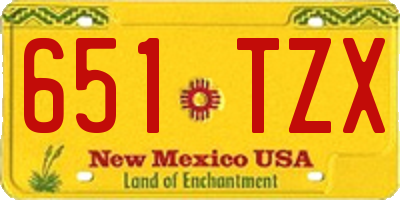 NM license plate 651TZX