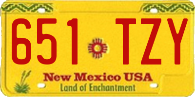 NM license plate 651TZY