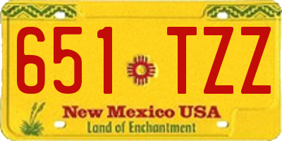 NM license plate 651TZZ