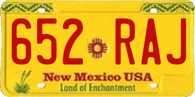 NM license plate 652RAJ