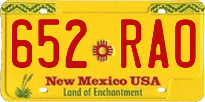 NM license plate 652RAO