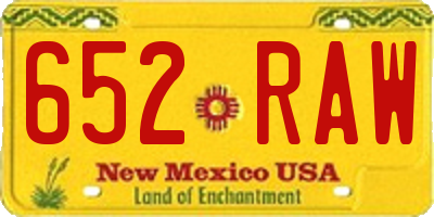 NM license plate 652RAW