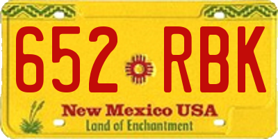 NM license plate 652RBK