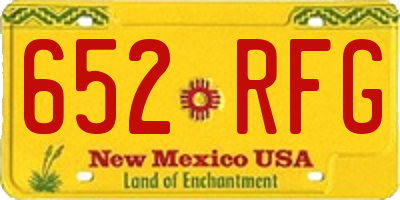 NM license plate 652RFG