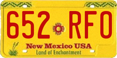 NM license plate 652RFO