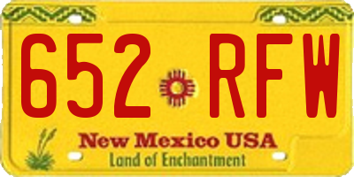 NM license plate 652RFW