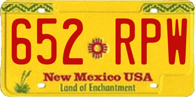 NM license plate 652RPW