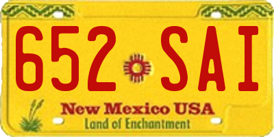 NM license plate 652SAI