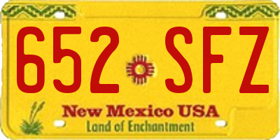 NM license plate 652SFZ