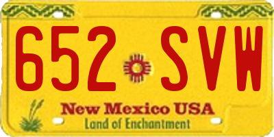 NM license plate 652SVW