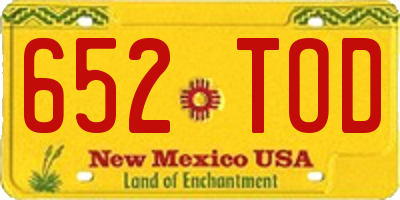 NM license plate 652TOD