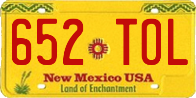 NM license plate 652TOL
