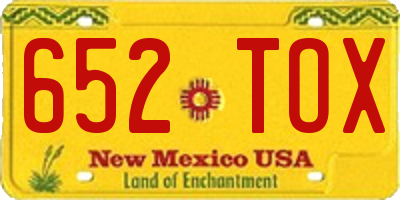 NM license plate 652TOX