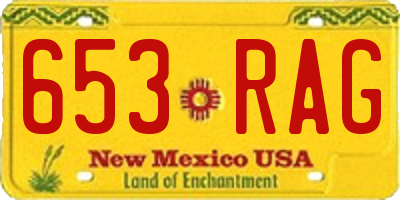 NM license plate 653RAG