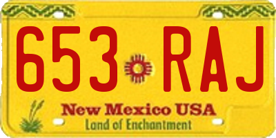 NM license plate 653RAJ