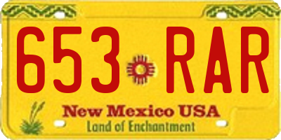 NM license plate 653RAR