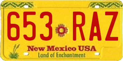 NM license plate 653RAZ