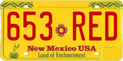 NM license plate 653RED