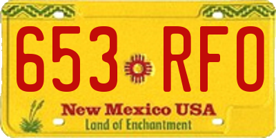 NM license plate 653RFO
