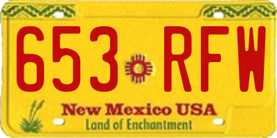 NM license plate 653RFW