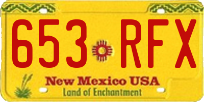 NM license plate 653RFX