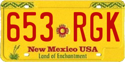 NM license plate 653RGK