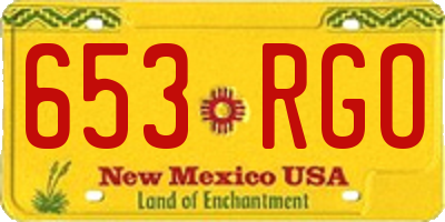 NM license plate 653RGO